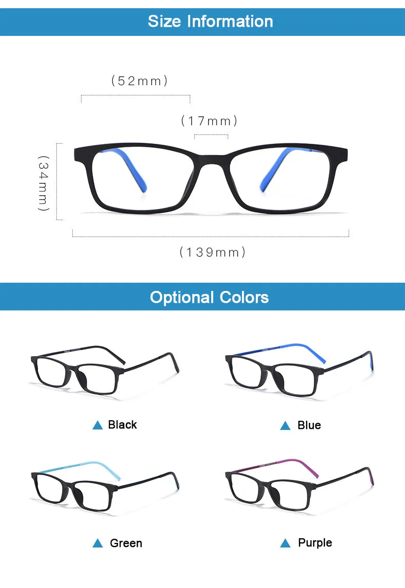 Hotony Unisex Full Rim Square Titanium Frame Eyeglasses 8802