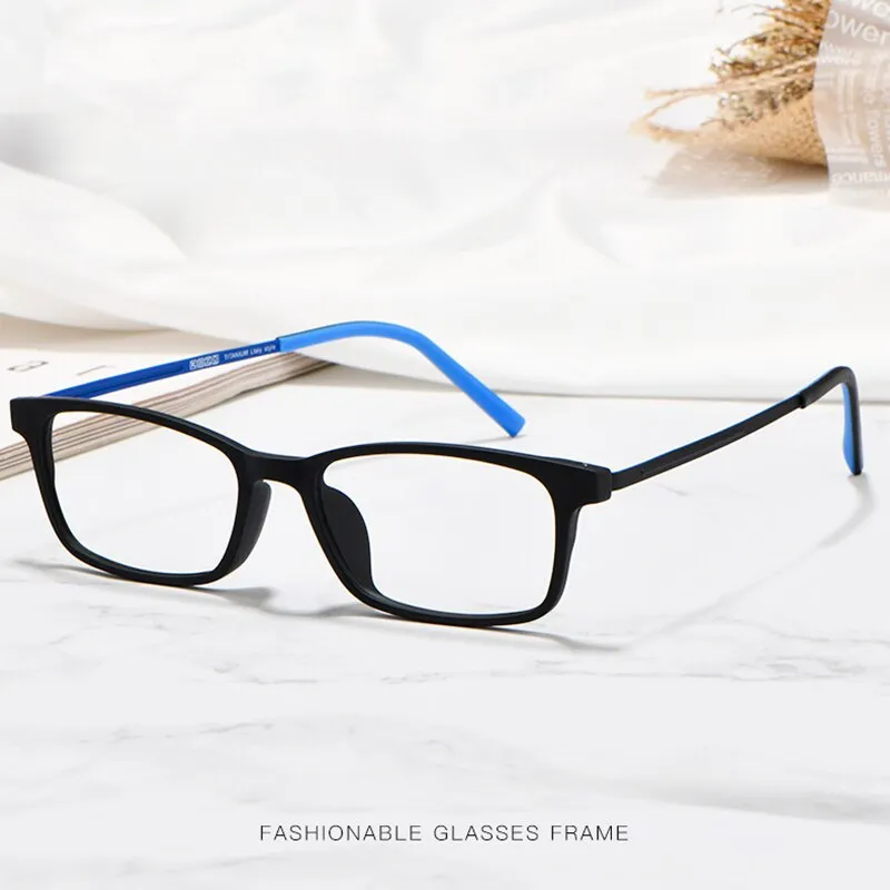 Hotony Unisex Full Rim Square Titanium Frame Eyeglasses 8802