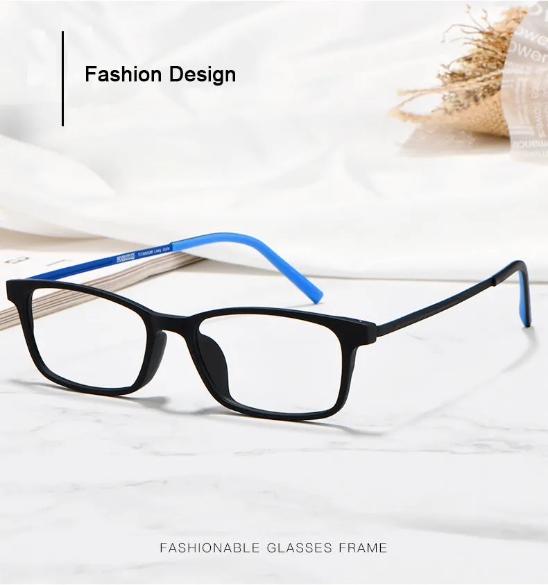 Hotony Unisex Full Rim Square Titanium Frame Eyeglasses 8802
