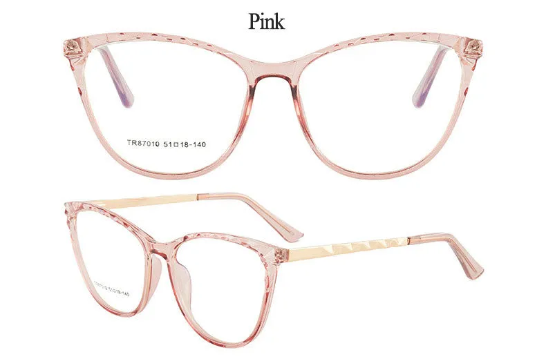 Hotony Women's Full Rim TR 90 Resin Round Cat Eye Frame Eyeglasses 7010