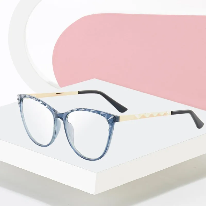 Hotony Women's Full Rim TR 90 Resin Round Cat Eye Frame Eyeglasses 7010