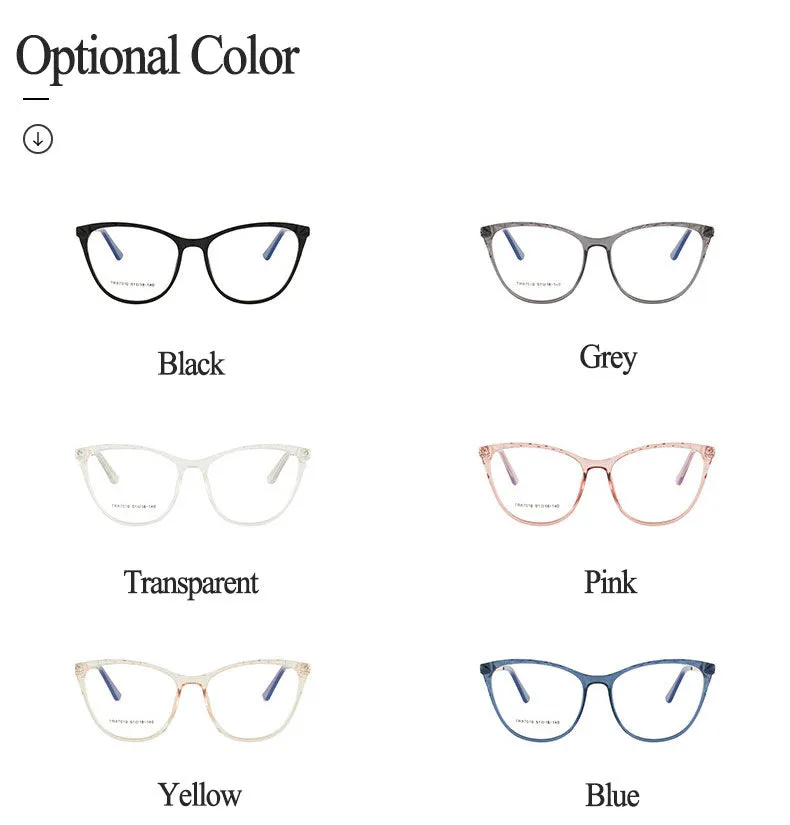 Hotony Women's Full Rim TR 90 Resin Round Cat Eye Frame Eyeglasses 7010