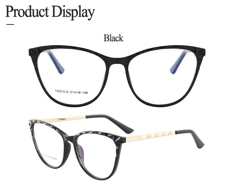 Hotony Women's Full Rim TR 90 Resin Round Cat Eye Frame Eyeglasses 7010