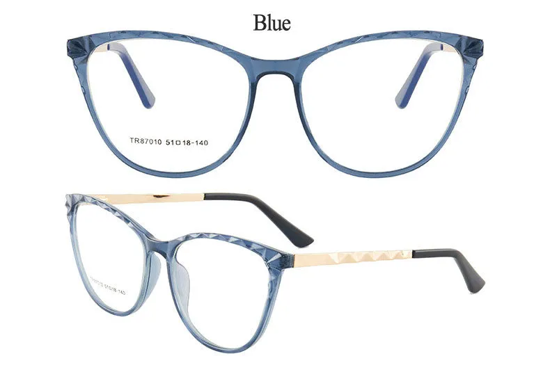 Hotony Women's Full Rim TR 90 Resin Round Cat Eye Frame Eyeglasses 7010