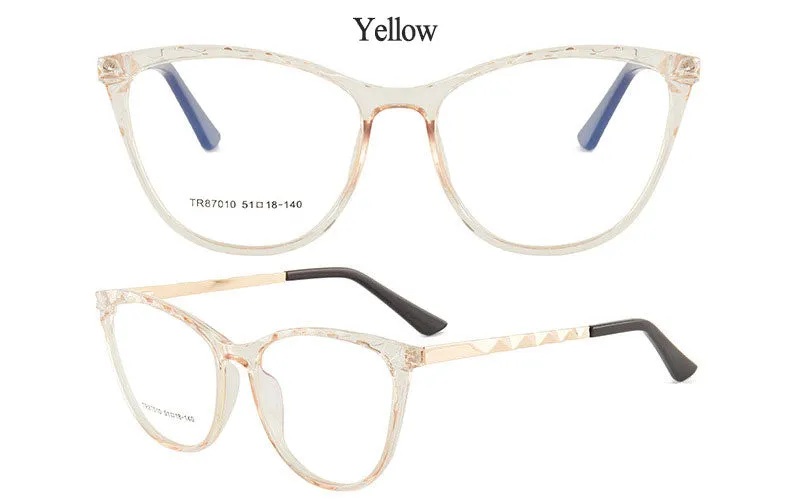 Hotony Women's Full Rim TR 90 Resin Round Cat Eye Frame Eyeglasses 7010