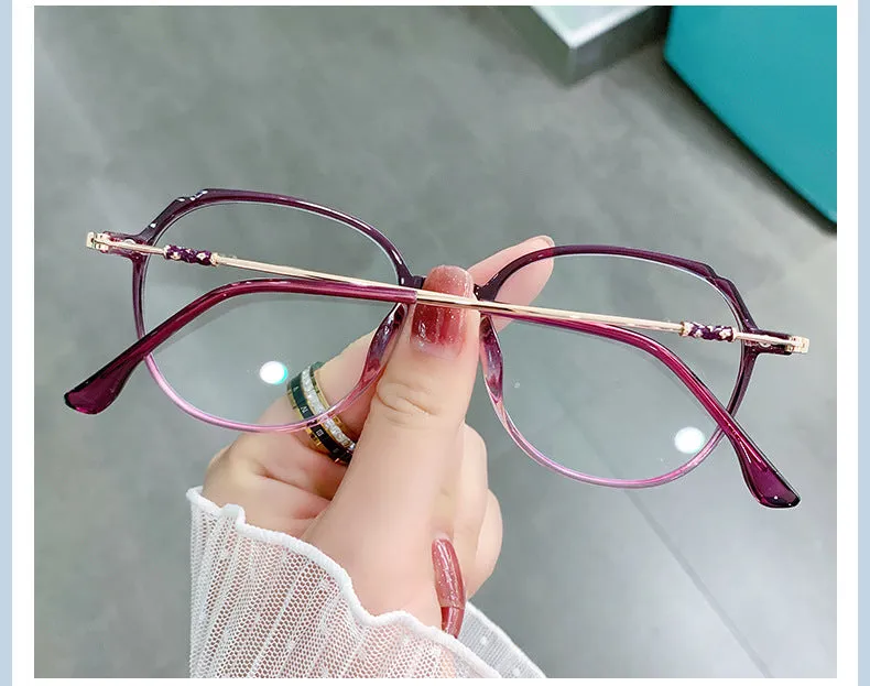 Hotony Women's Full Rim TR 90 Resin Round Frame Eyeglasses Lk302