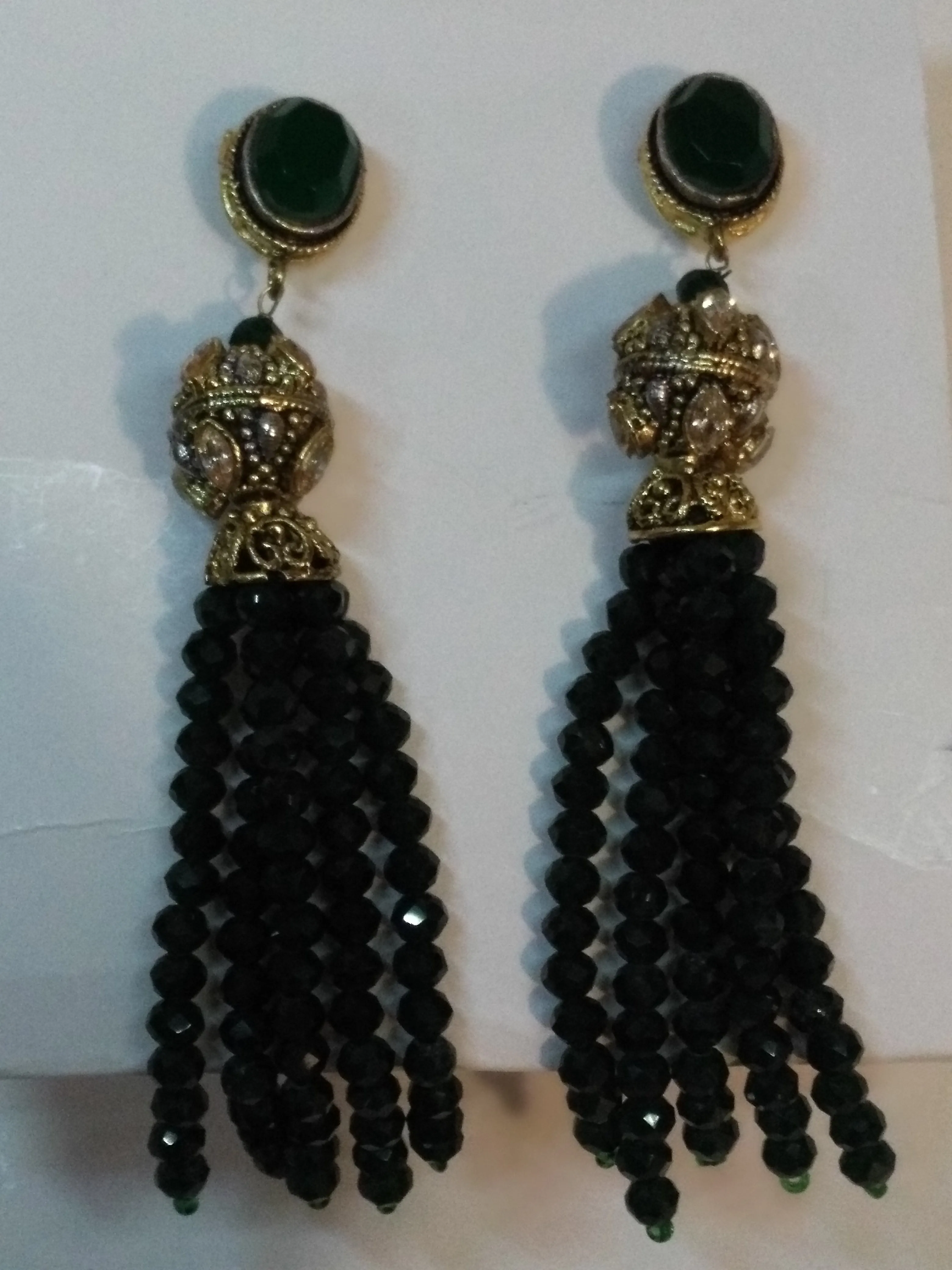 Jelly Fish Style Green colored pearls dangle earrings