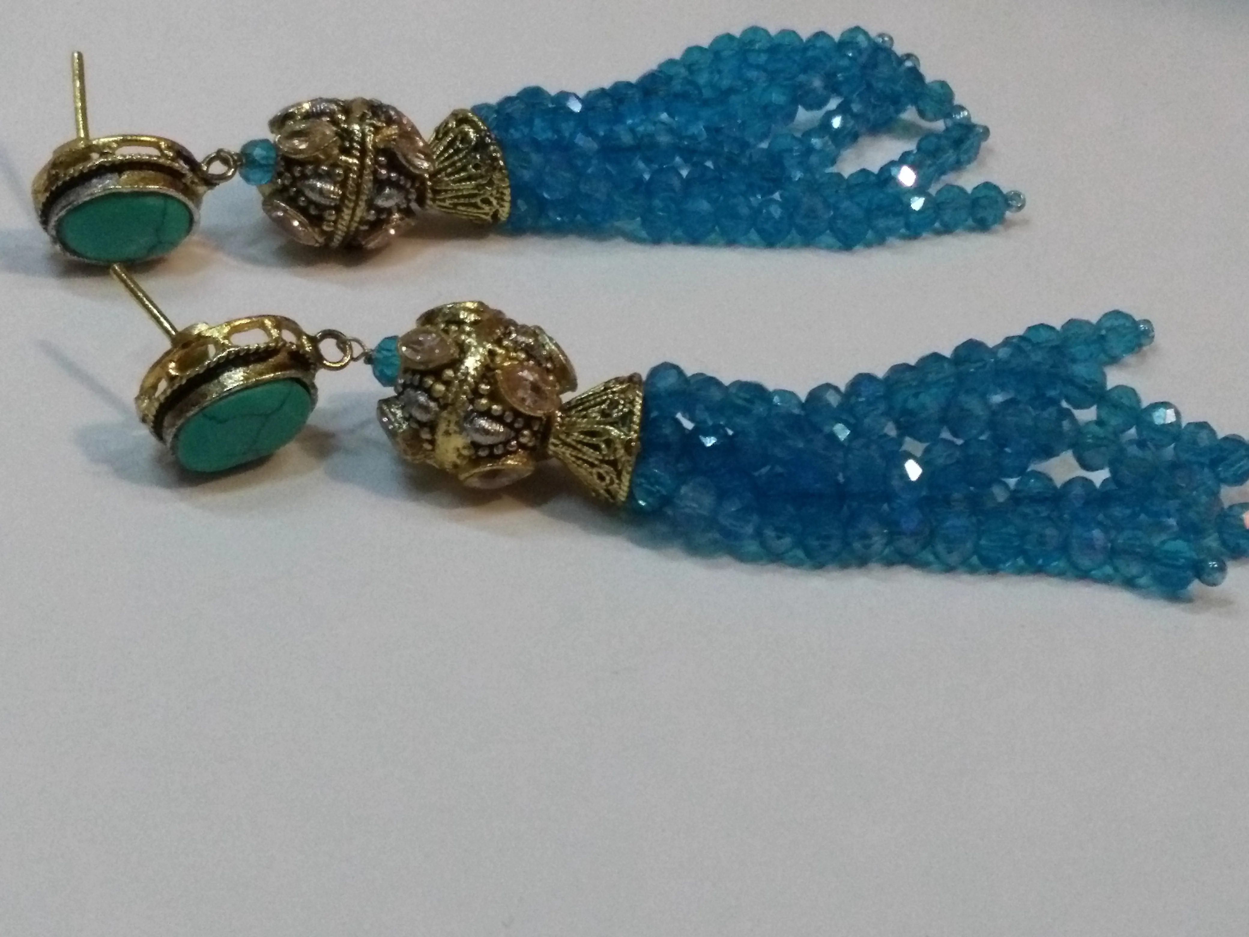 Jelly Fish Style Green colored pearls dangle earrings