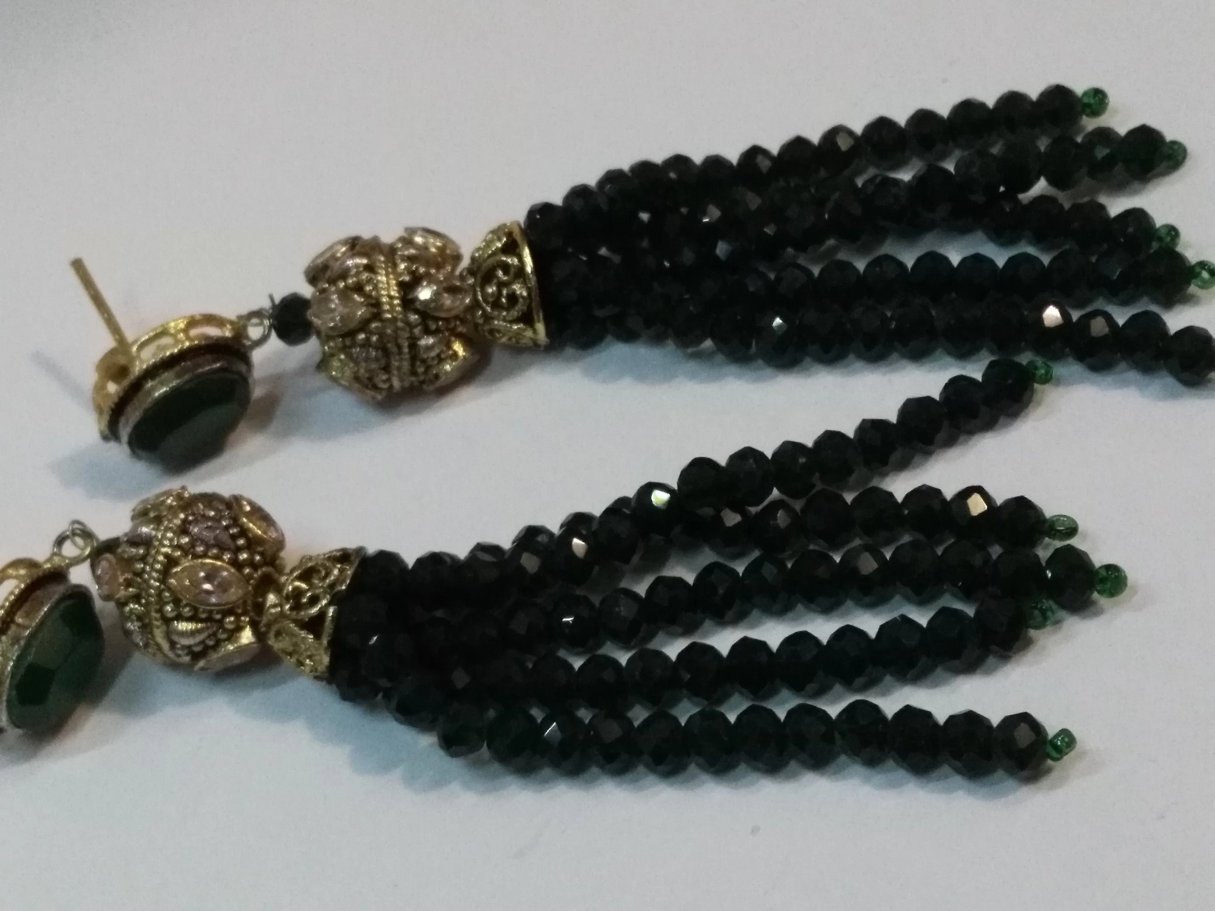 Jelly Fish Style Green colored pearls dangle earrings