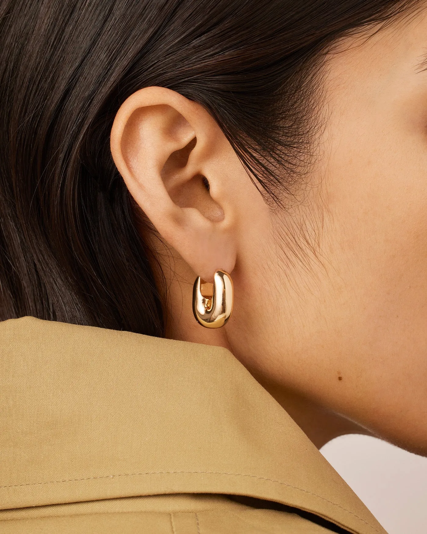 Jenny Bird Puffy U-Link Earrings in Gold