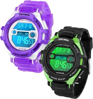 Kids Shock and Water Resistant Sports Watch 2 Piece Gift Set for Boys and Girls