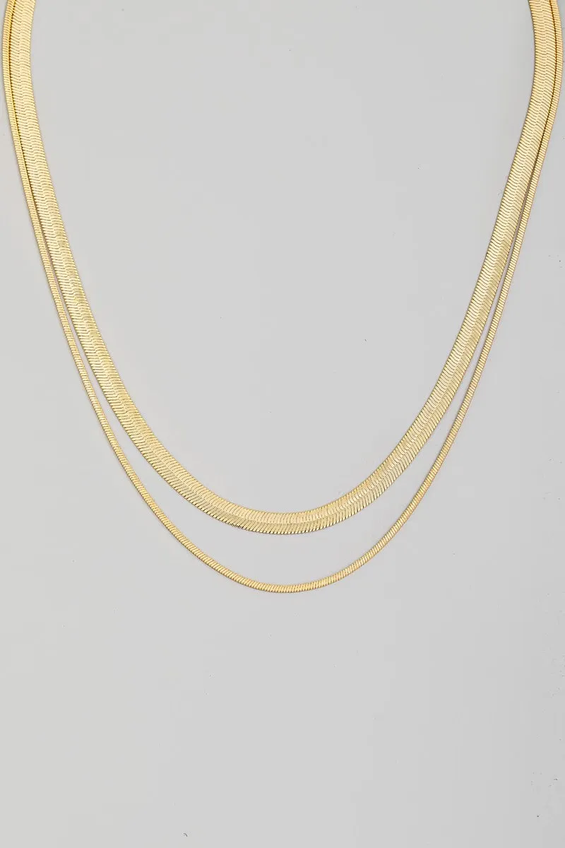 Layered Herringbone Layered Chain Necklace