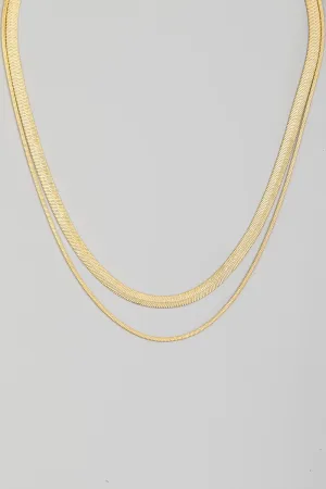 Layered Herringbone Layered Chain Necklace