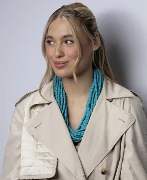 Light Blue Tones Multi-Layer Wood Beaded Necklace