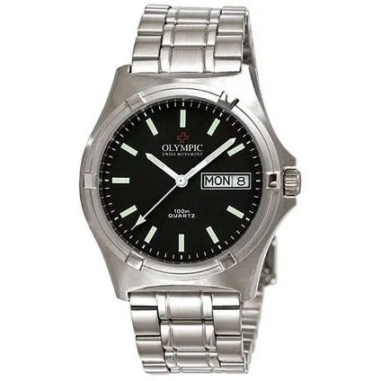 Mens Olympic Work Watch - Black - Baton Hands-Engineered for Endurance