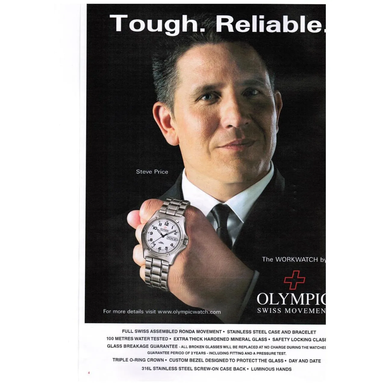 Men's Olympic Work Watch - Blue -Baton Hands- Engineered for Endurance