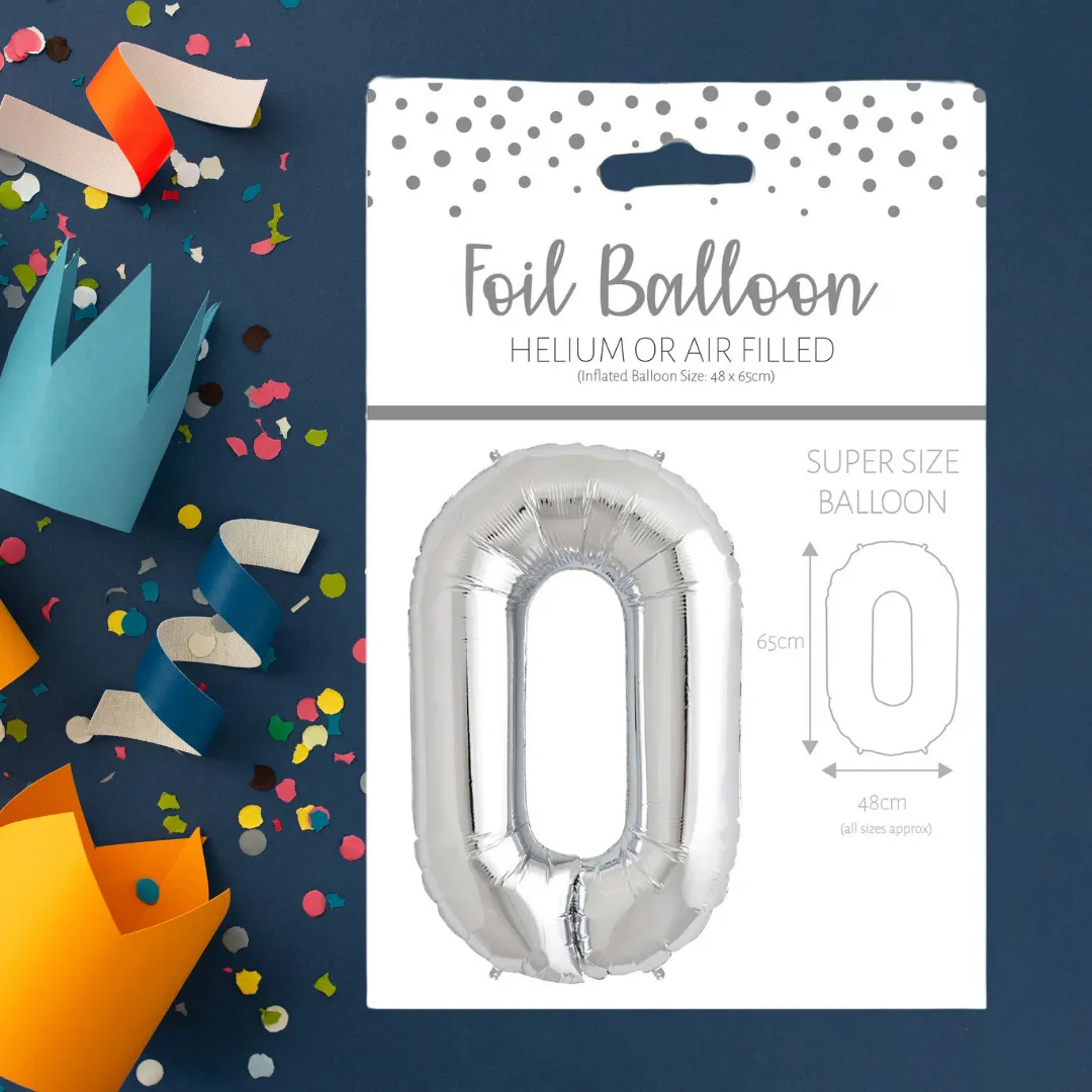 Number 0 Silver Foil Balloon