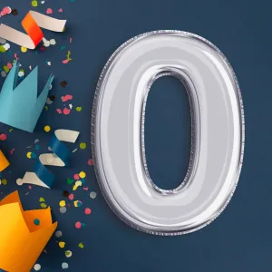 Number 0 Silver Foil Balloon