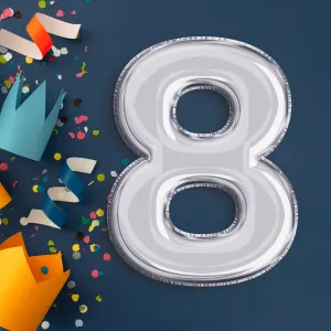 Number 8 Silver Foil Balloon