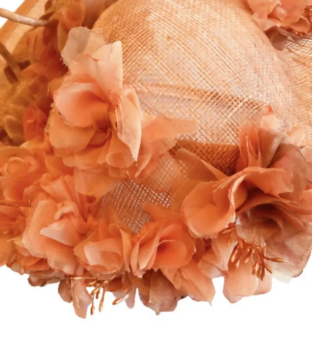 Orange Flower Hat ,Races Hat