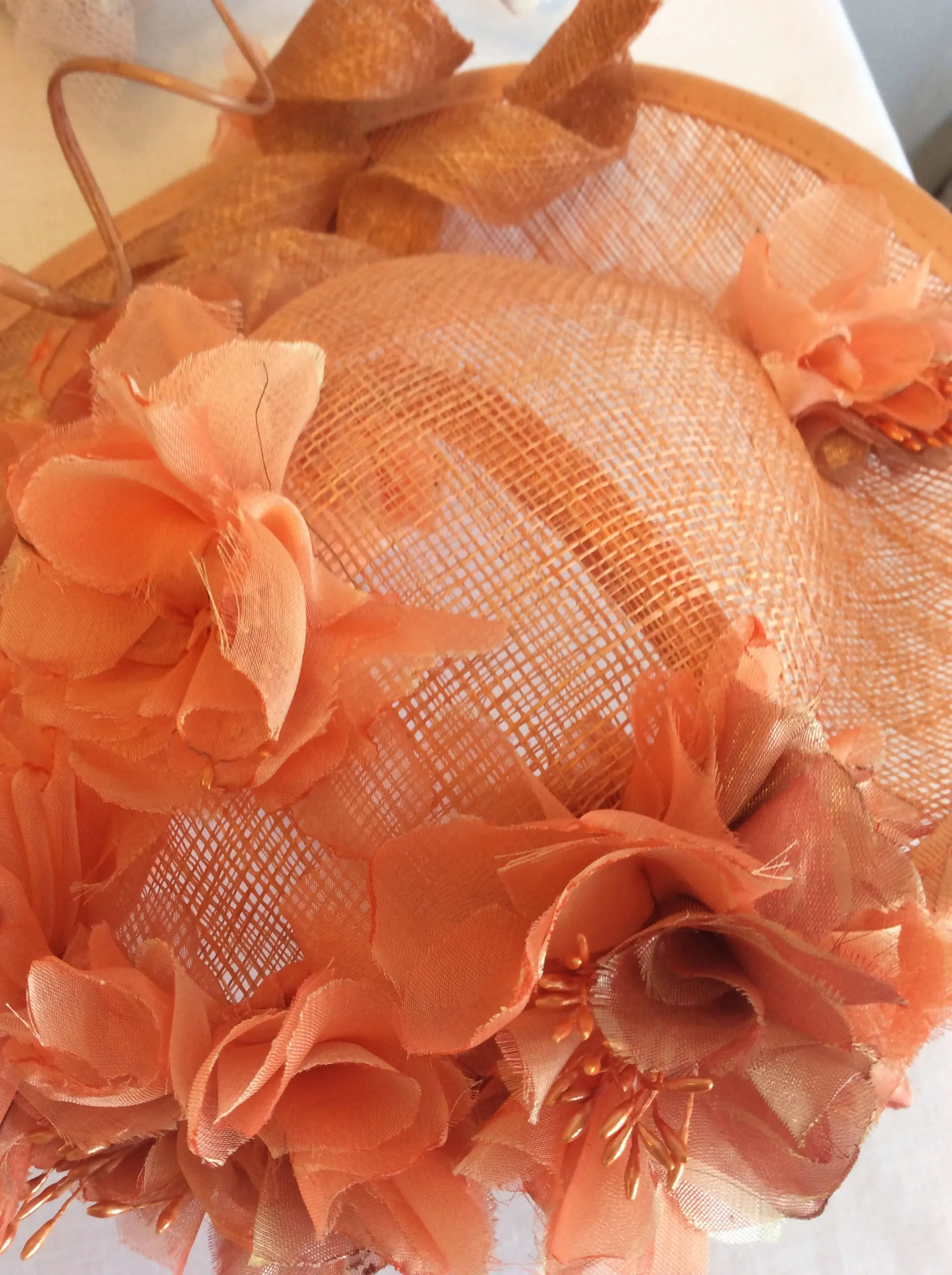 Orange Flower Hat ,Races Hat