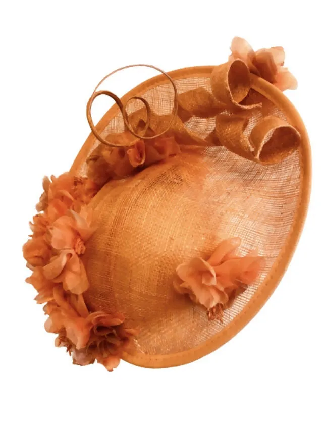 Orange Flower Hat ,Races Hat