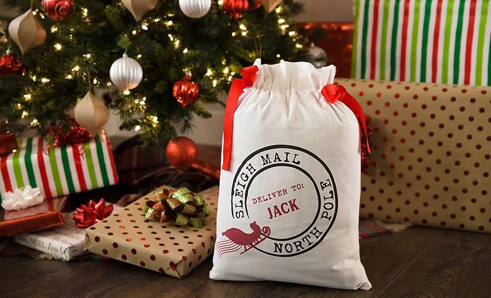 Personalized Drawstring Santa Sacks