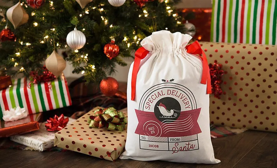 Personalized Drawstring Santa Sacks