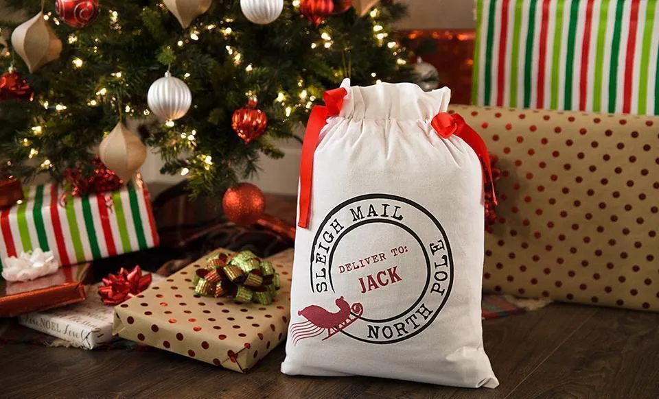 Personalized Drawstring Santa Sacks