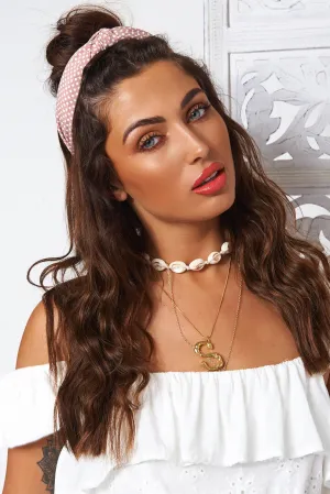 Pink Polka Dot Knot Headband