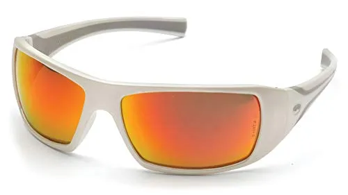 Pyramex Goliath Safety Eyewear White Frame, Indoor/Outdoor Mirror Lens