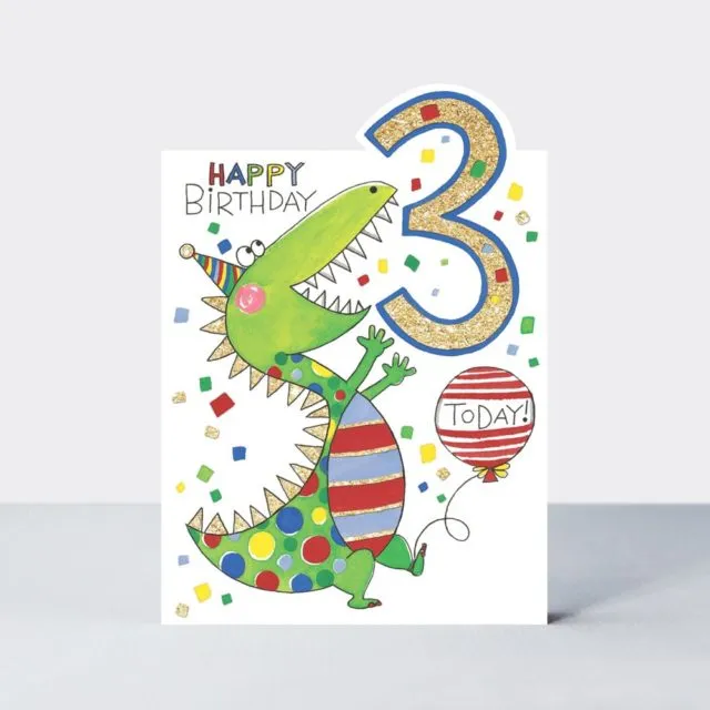 Rachel Ellen Cherry on Top - Age 3 boy Dinosaur Card
