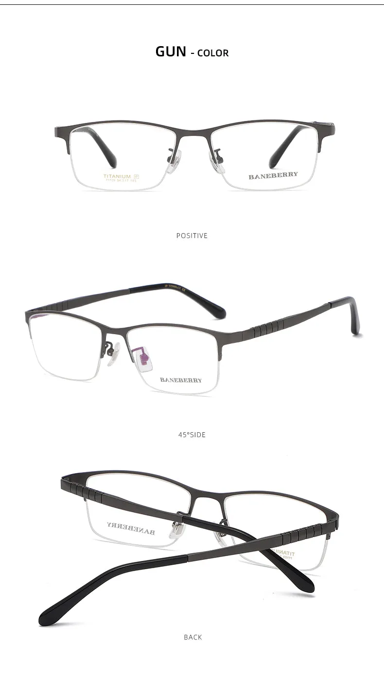 Reven Jate Unisex Semi Rim Square Titanium Frame Eyeglasses 71109