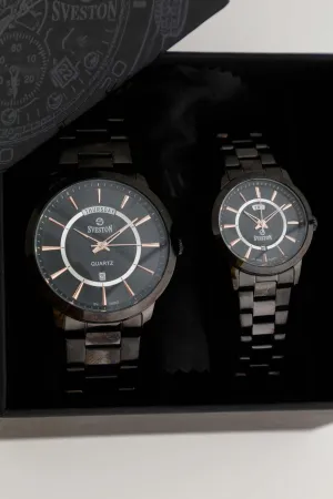 SVESTON DOUBLE BLACK COUPLE WATCH
