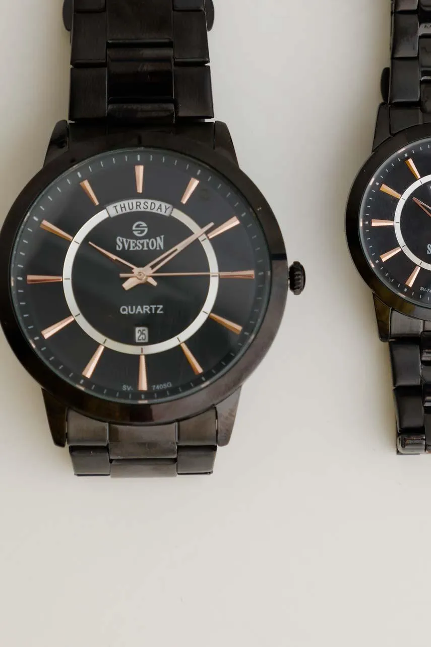 SVESTON DOUBLE BLACK COUPLE WATCH