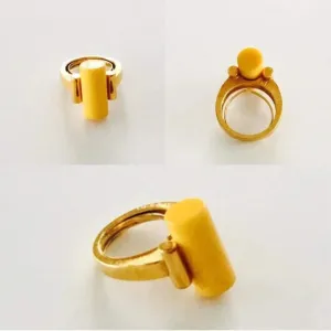 Vintage Bakelite jewelry unique creamed corn color ring