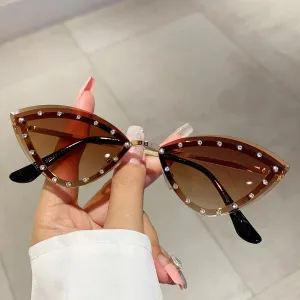 Vintage Rimless Cat Eye Metal Sunglasses