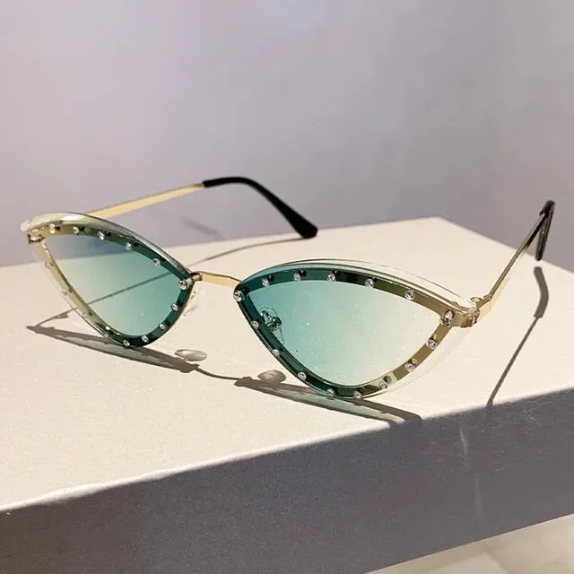 Vintage Rimless Cat Eye Metal Sunglasses
