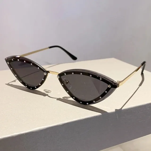 Vintage Rimless Cat Eye Metal Sunglasses