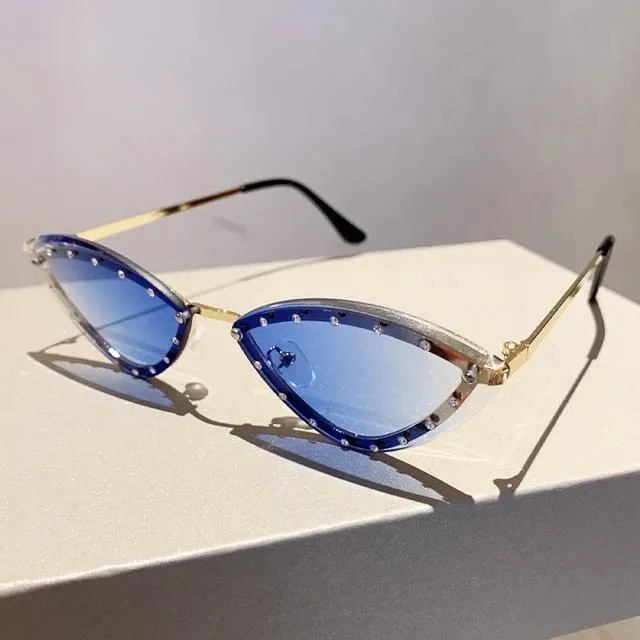 Vintage Rimless Cat Eye Metal Sunglasses