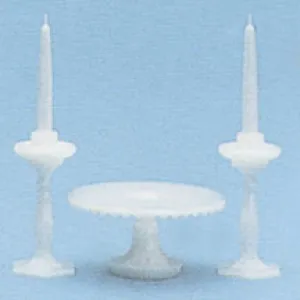White Candlestick and Cake Plate Set Kit
