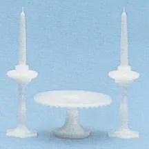 White Candlestick and Cake Plate Set Kit