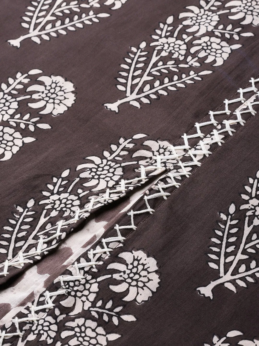 Women'S Double Layered Brown Cotton Kurta